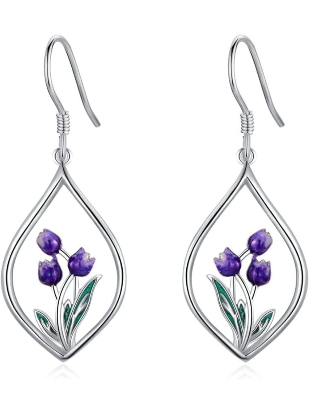 925 Sterling Silver Flower Dangle Earrings - Rose, Tulip, Lotus & More - Perfect